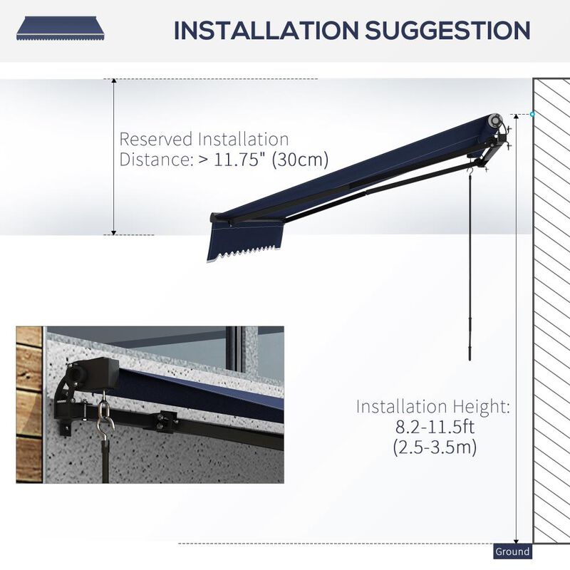 Hivvago 8' x 6.5' Manual Retractable Sunshade Awning image number 6