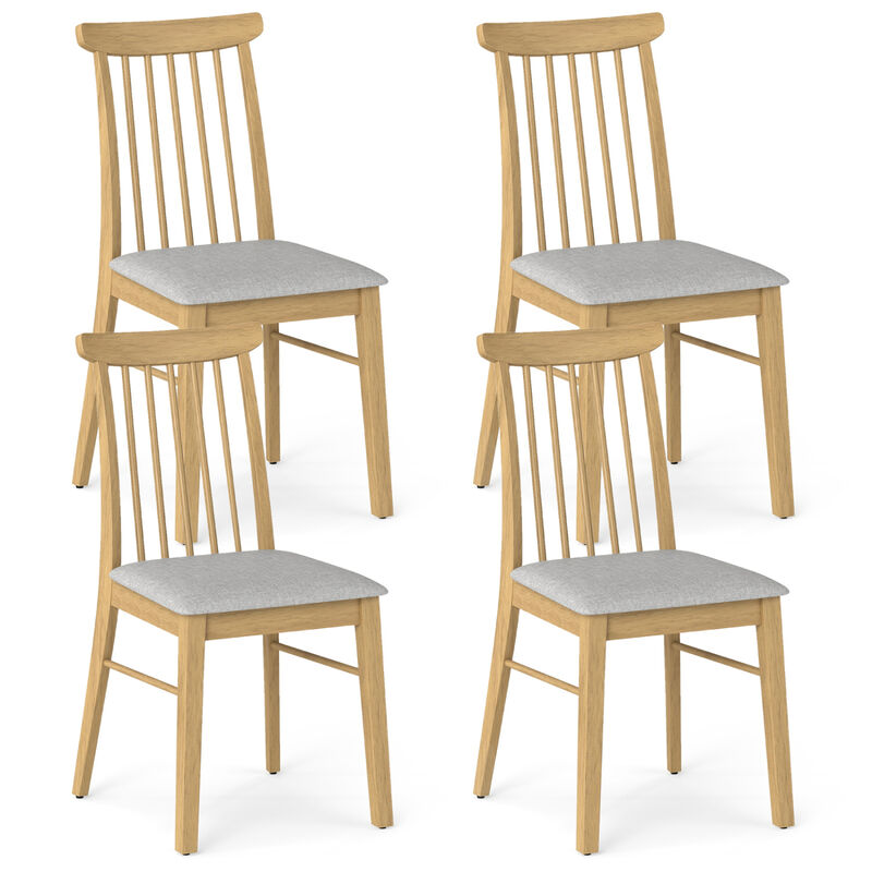 Set of 4 Fabric Kitchen Dining Chairs with Armless Rubber Wood Frame image number 0
