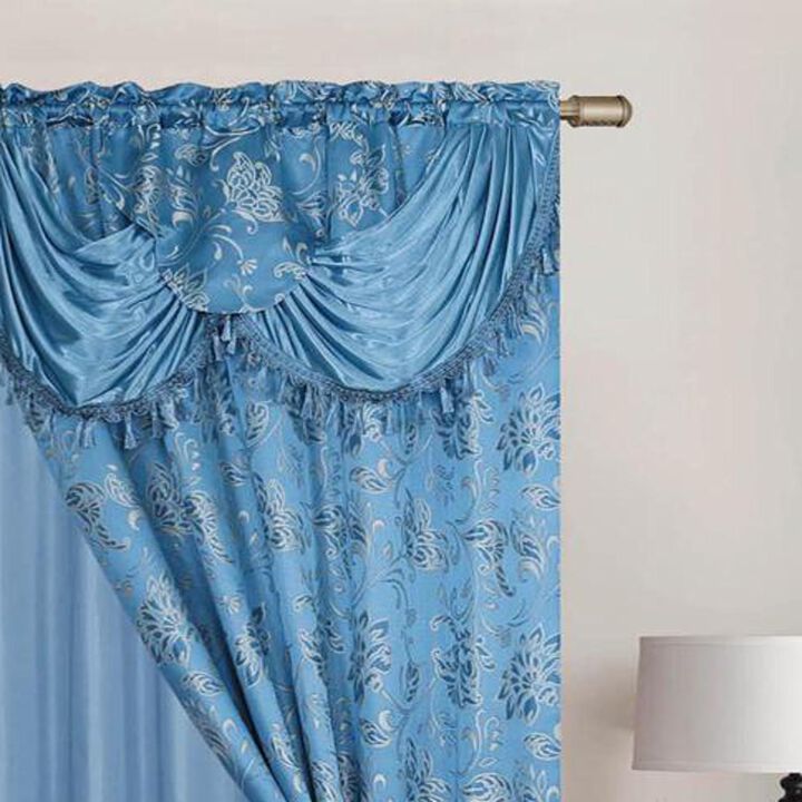 Rt Designers Collection Clayton 2-Piece Double Panel High-Quality Room Darkening Grommet Curtain - Each Panel 54" X 84" Blue