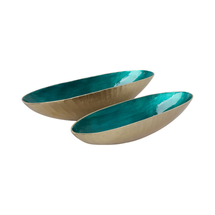 S/2 Oval Metal Bowl W/ Enamel