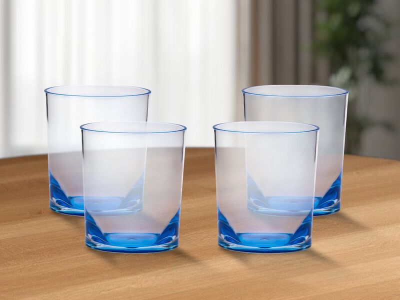 Set of 4 Geometric Acrylic Stemless Whiskey Glasses for Cocktails and Drinks