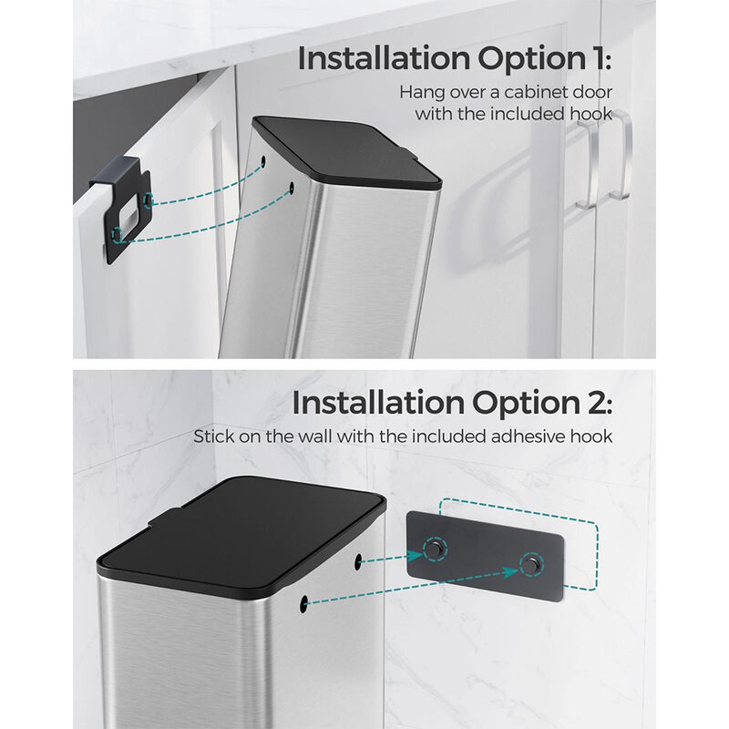 2.1-Gallon Hanging Trash Can with Lid