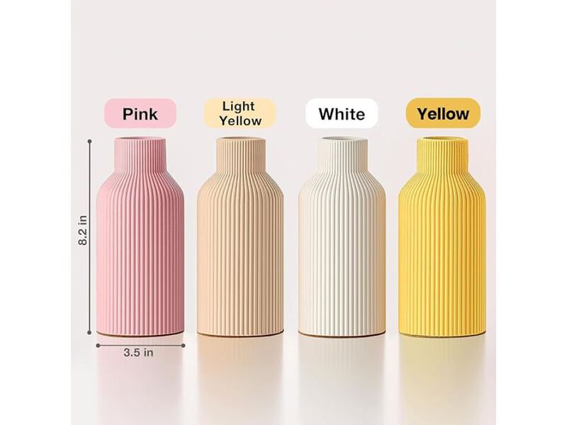 8" White Ceramic Flower Vase &ndash; Minimalist Modern Centerpiece for Home & Office D&eacute;co