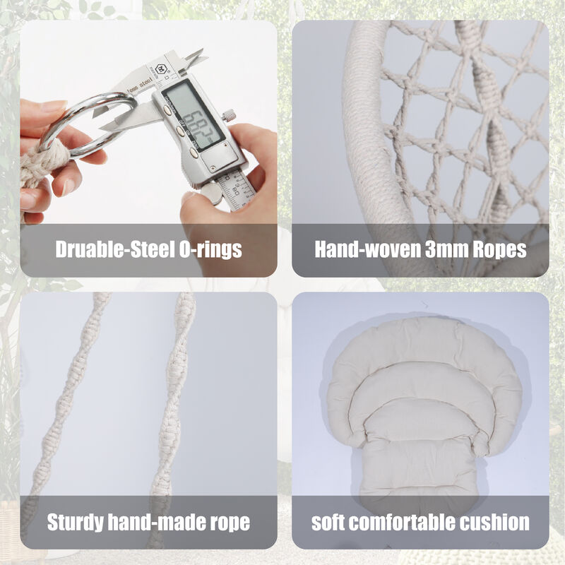 Hammock Chair with Cushion Indoor & Outdoor Hanging Swing for Relaxation