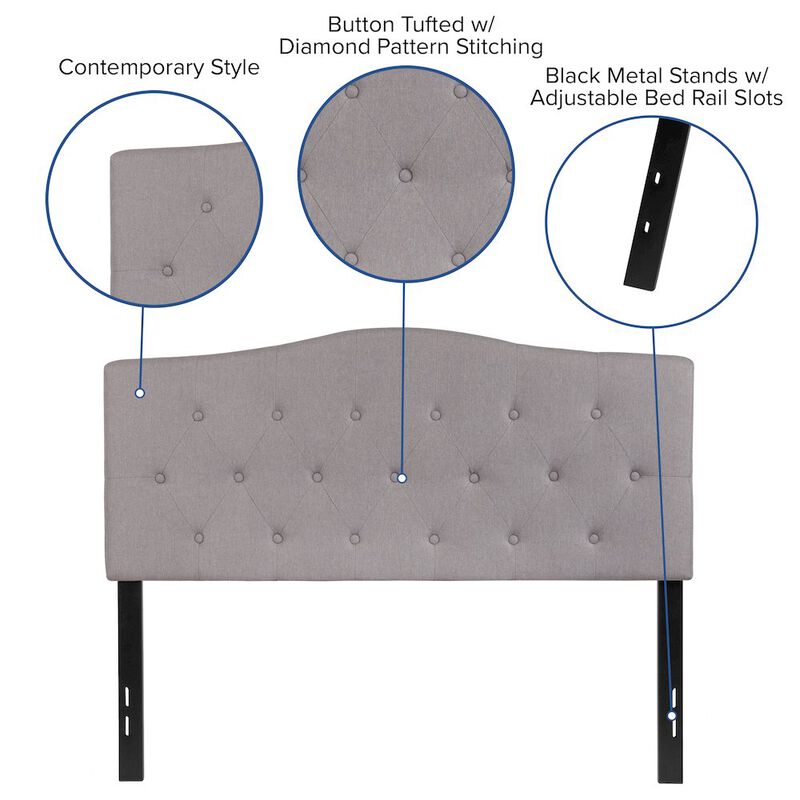 Flash Furniture Tufted Upholstered Full Size Headboard in Light Gray Fabric image number 2