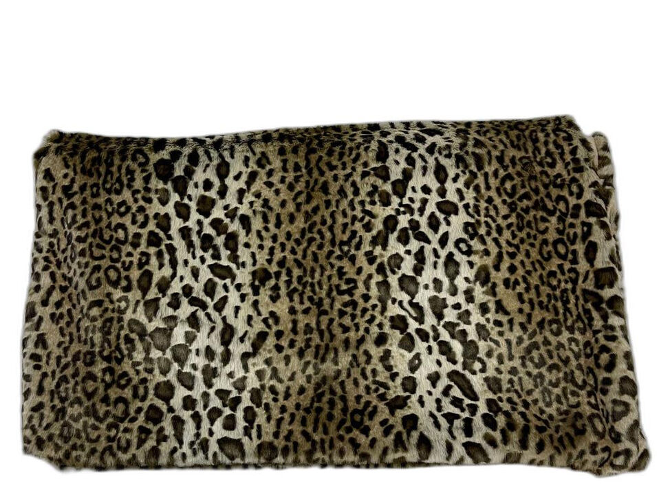 HomeRoots 50" X 60" Black Brown And Beige Leopard Faux Fur Plush Throw Blanket