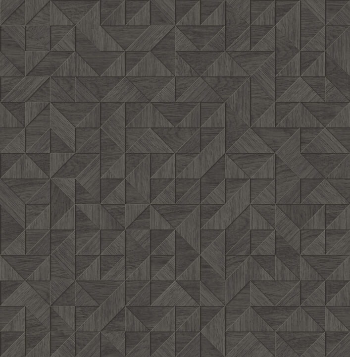 Gallerie Dark Brown Geometric Wood Wallpaper