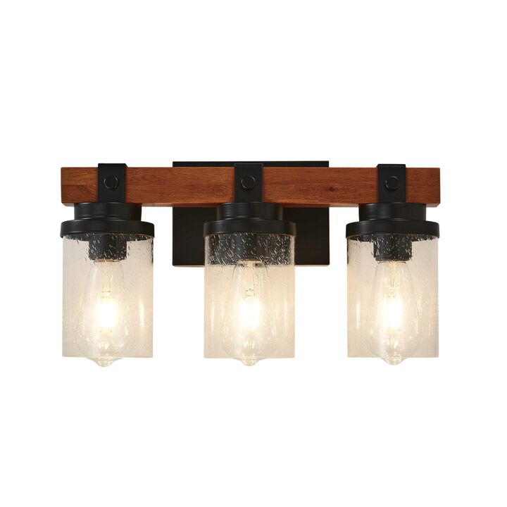 ELEMENT ACE 3-Light Wall Mounted Vanity Lighting Fixture with Clear Glass Shades Rustproof Corrosion Resistant for Bathroom Bedroom Hallway Entryway