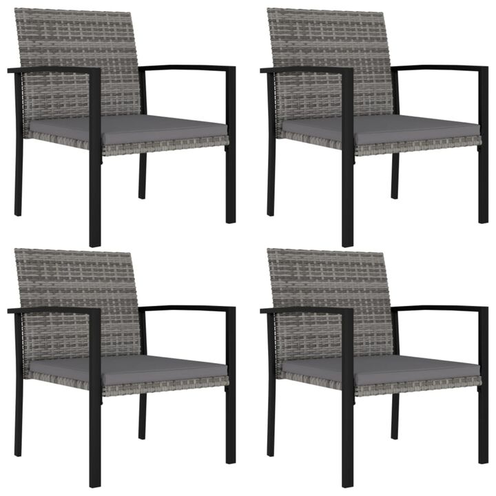 vidaXL Garden Dining Chairs 4 pcs Poly Rattan Gray