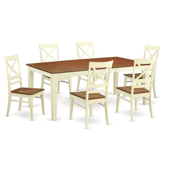 East West Furniture 7  Pc  formal  Dining  room  set-Dining  Table  and  6  Dining  Chairs