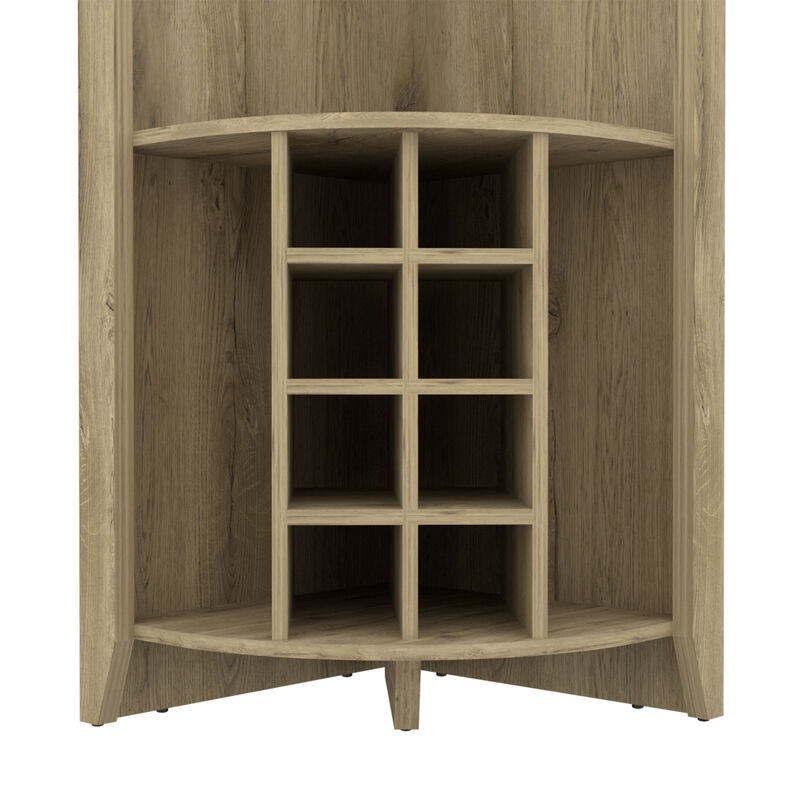 Morgana 8-Bottle 5-Shelf Corner Bar Cabinet Macadamia