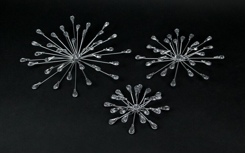 Set of 3 Metal Modern Art 3D Starburst Silver Wall Accents Home Decor Sculptures image number 1