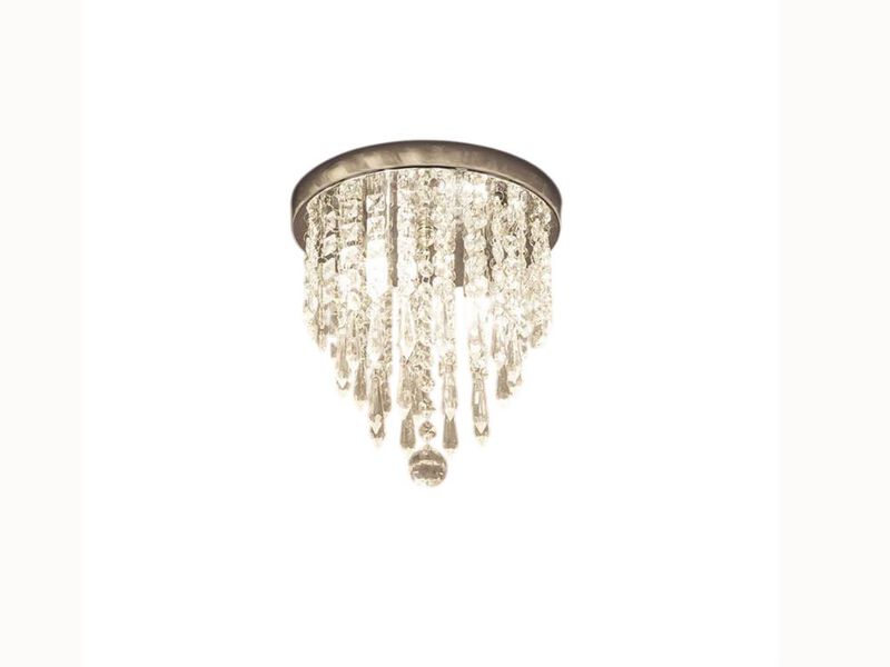 2-Light Mini Crystal Chandelier &ndash; Flush Mount Modern Fixture for Bedroom, Hallway, Kitchen & Bathroom (G9 Base)