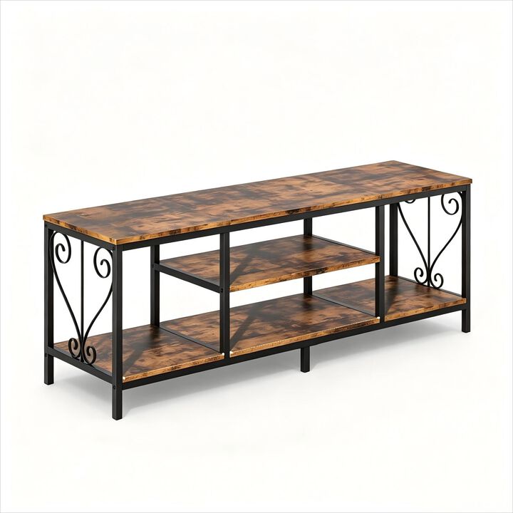 TV Stand for 65 70 75 Inch TVs, Entertainment Center with 3-Tier Open Storage Shelves, 63" Long Media Console Table for Living Room, Bedroom