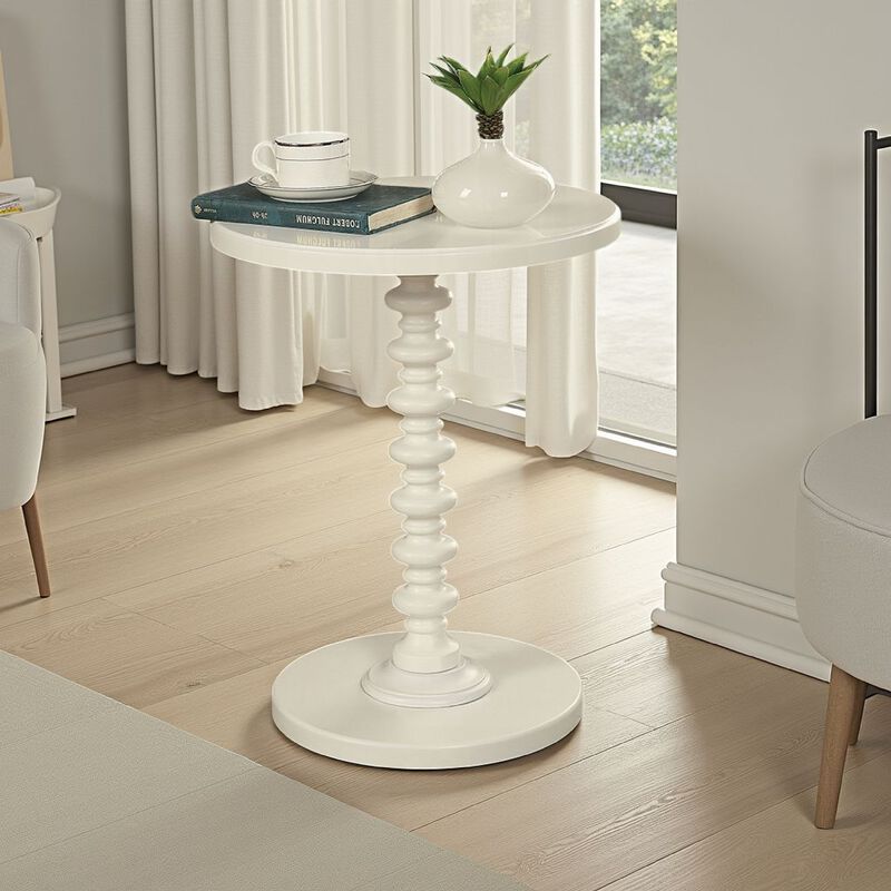 Astonishing Side Table With Round Top, White image number 2