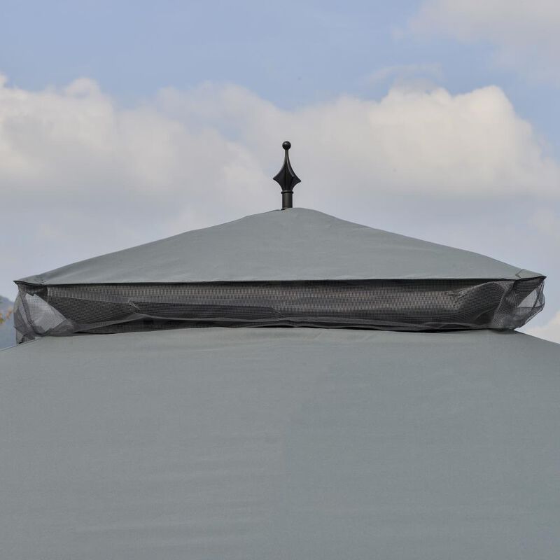Hivvago 10x10 Patio Gazebo with Double Roof & Netting image number 7