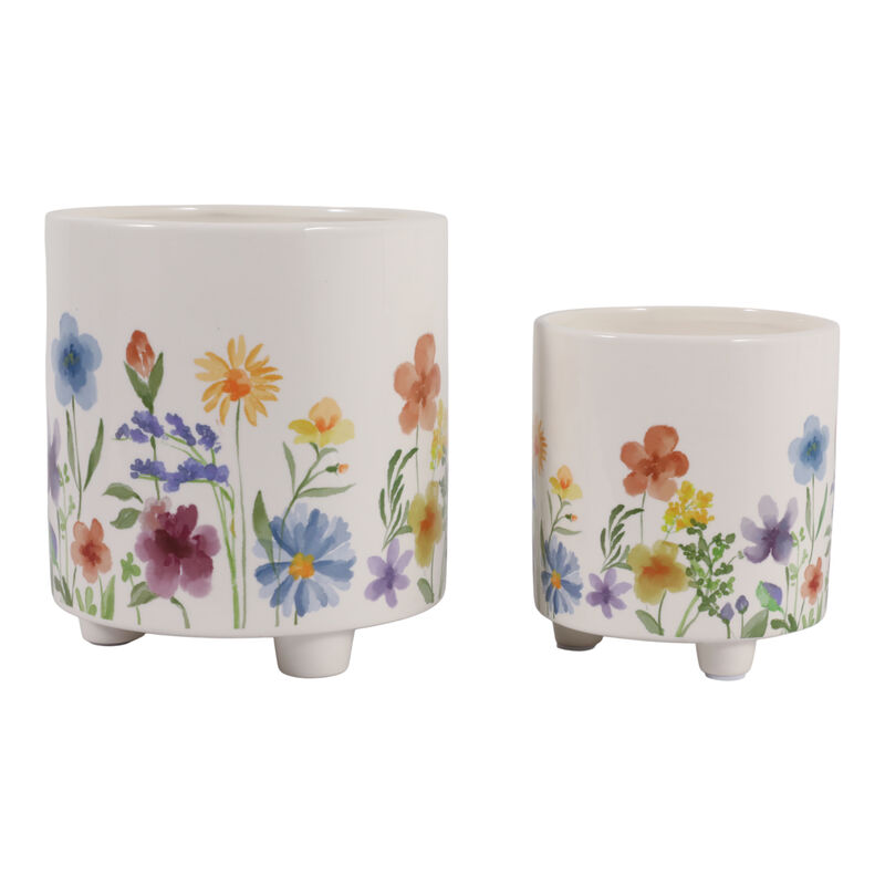 S/2 Wildflowers Footed Planter image number 4