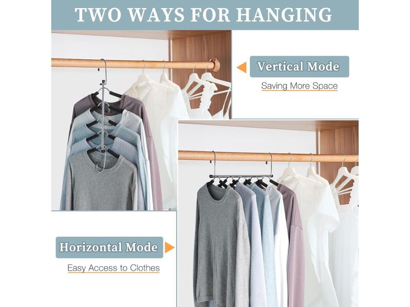 Clothes Hangers 2 Pack | Space-Saving Shirt Organizer with Non-Slip Design Black image number 1