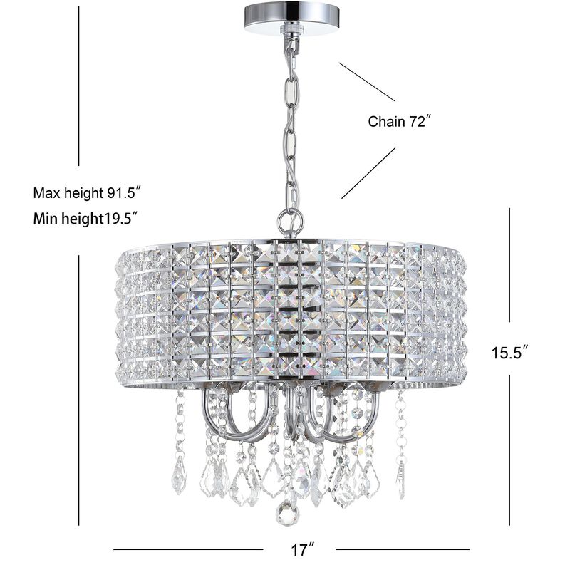 Reese Metal/Crystal LED Adjustable Drop Chandelier