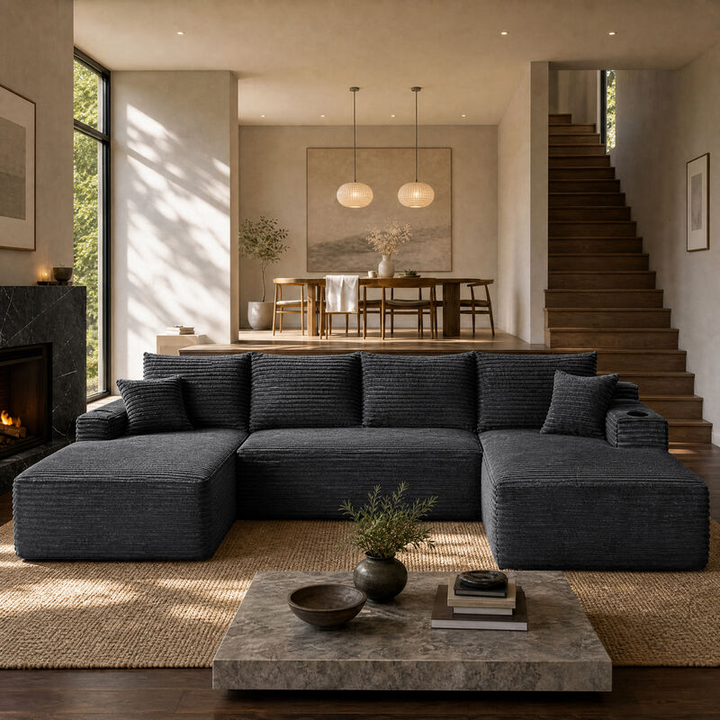 Wesnum U-Shape Cloud Sectional Sofa image number 2