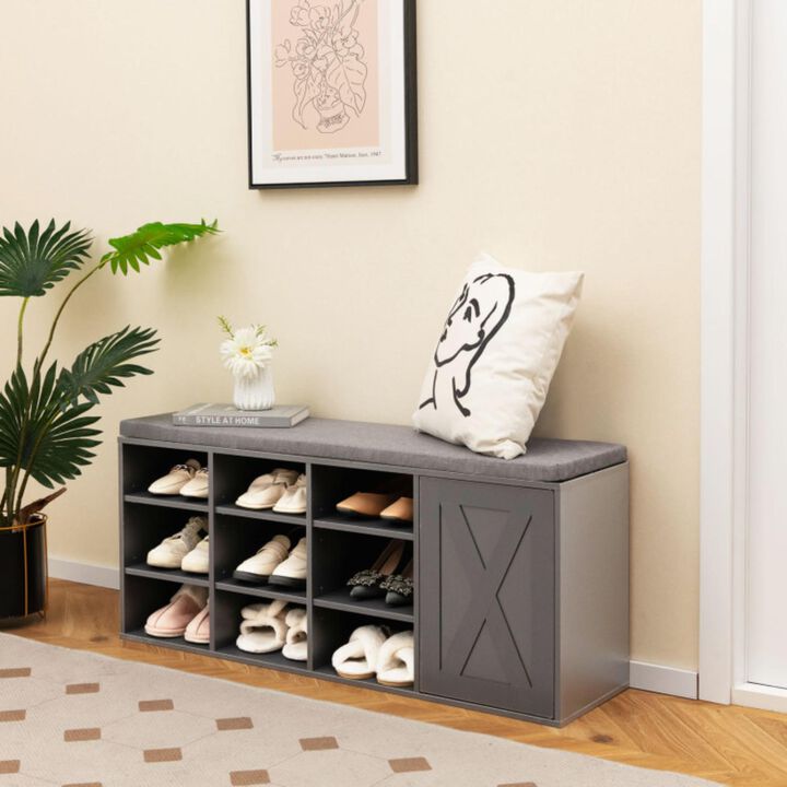 Hivvago 9-cube Shoe Bench with Adjustable Shelves and Removable Padded Cushion