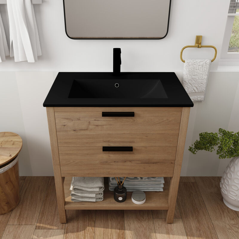 30 Inch Bathroom Vanity Plywood With 2 Drawers(BVB01030IMO-BL9075BK)