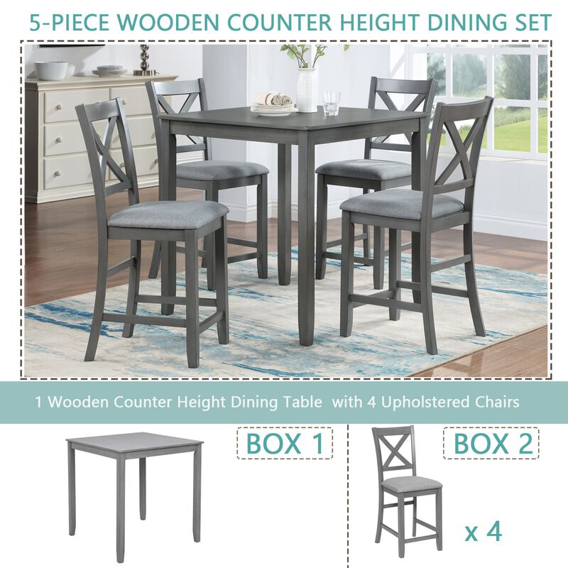 Wipnaf 5‑Piece Square Counter‑Height Dining Table Set image number 6