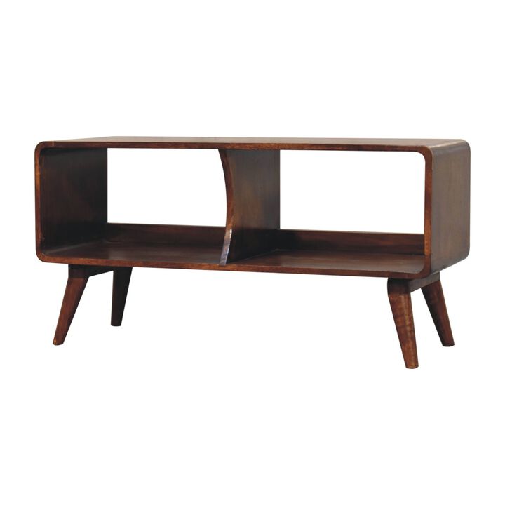 Artisan Furniture Solid Wood Curved Chestnut Double Slot Media Unit
