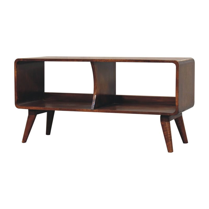 Artisan Furniture Solid Wood Curved Chestnut Double Slot Media Unit