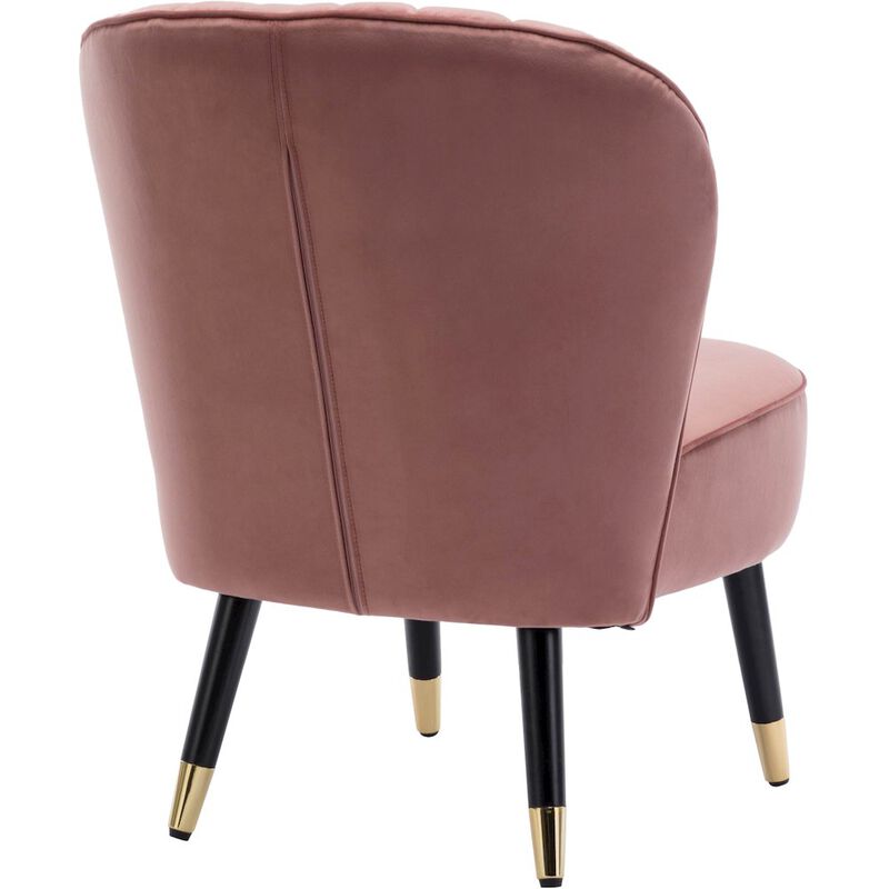 Omax Decor Jane Modern Wood and Velvet Fabric Upholstered Accent Chair in Pink