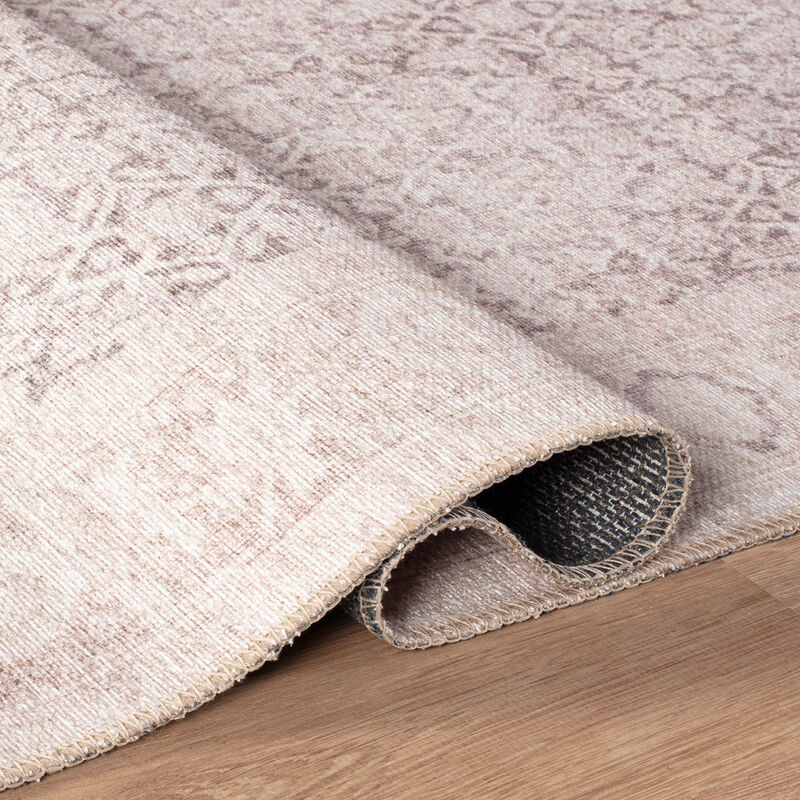 World Rug Gallery Elise Blue Distressed Medallion Indoor Rug &ndash; Flat Pile, Washable with Non-Slip Backing image number 3