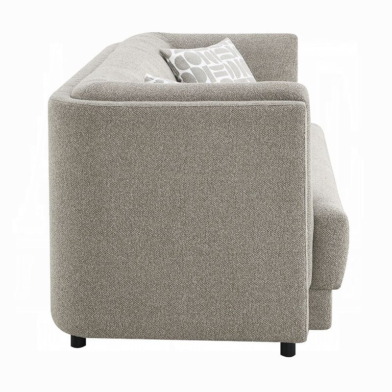 Gely 87 Inch Sofa with 3 Accent Pillows, Straight Arms, Gray Chenille image number 3