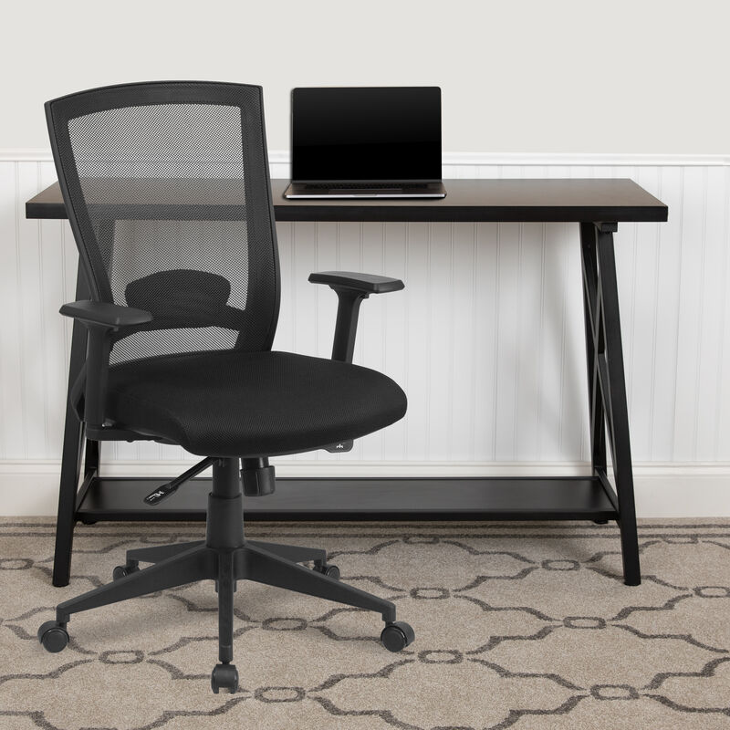 Cleo Mid-Back Black Mesh Executive Swivel Ergonomic Office Chair with Back Angle Adjustment and Adjustable Arms image number 1