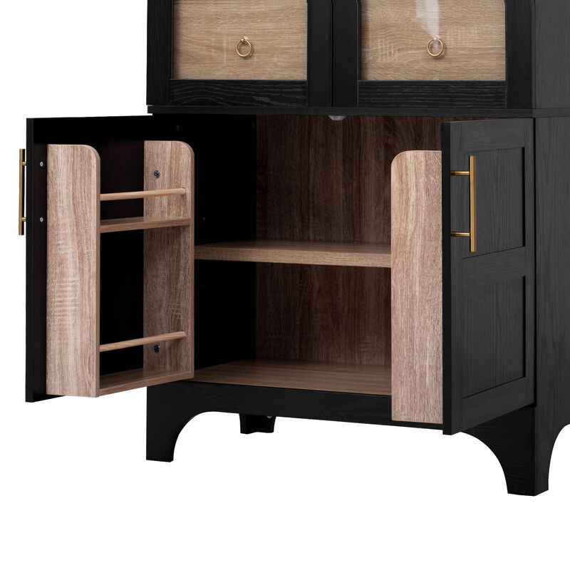 Whisen 71" Food Pantries, MDF Farmhouse Kitchen Storage with Adjustable Shelves & Hidden Drawer image number 8