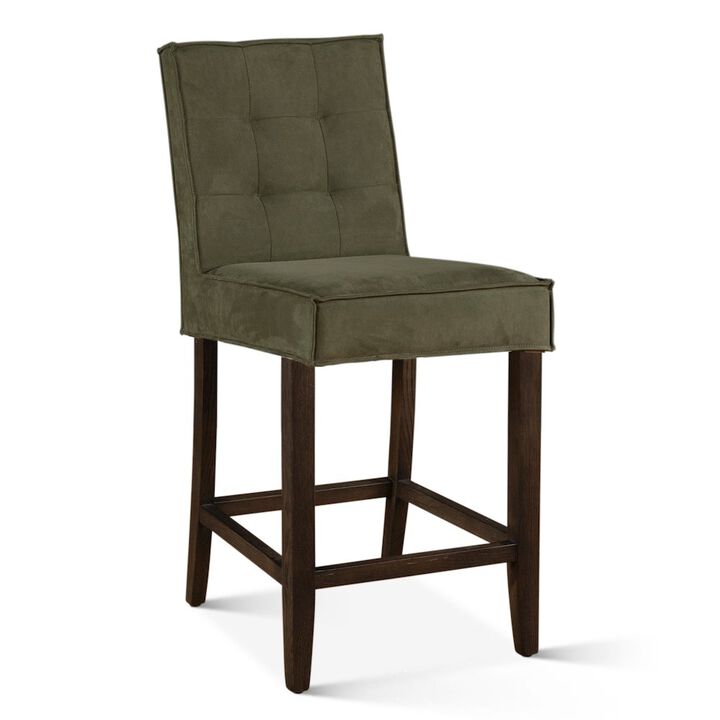 World Interiors Aven Counter Chair in Green Eco-Suede with Dark Legs