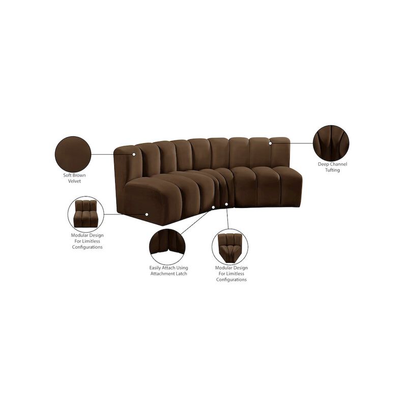Meridian Furniture Arc Brown Velvet Modular Sofa