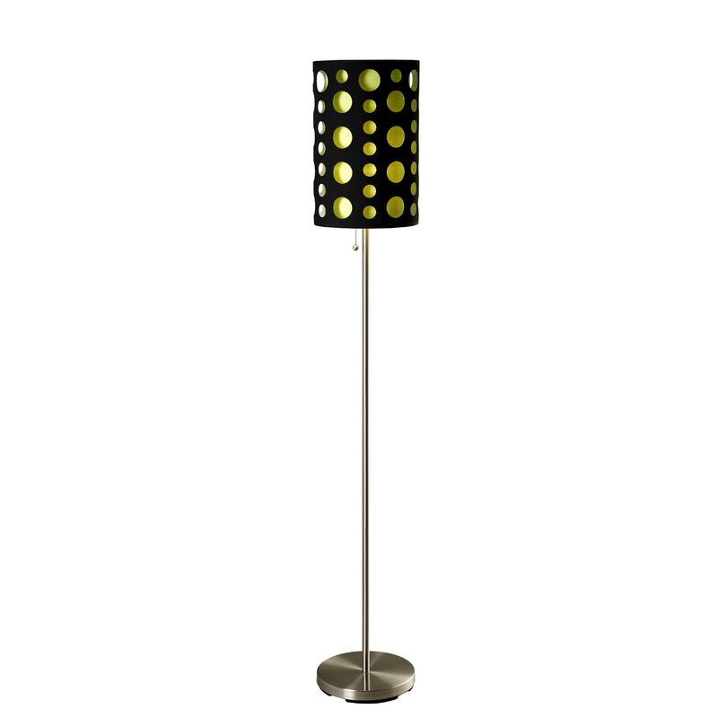 Hivvago 66" Steel Novelty Floor Lamp With Black And Green Drum Shade
