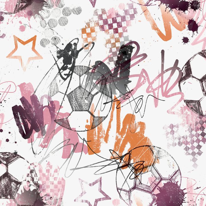 Kids and Teens Graffiti Sports Pink Wallpaper G78567