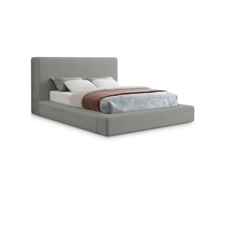 Meridian Furniture Devin Grey Linen Textured Fabric Queen Bed