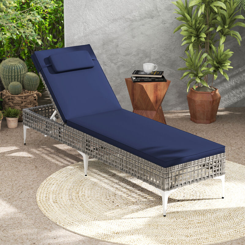 Outdoor Poolside Chaise Lounge Chairs Set of 2 with Adjustable Backrest and Headrest image number 3