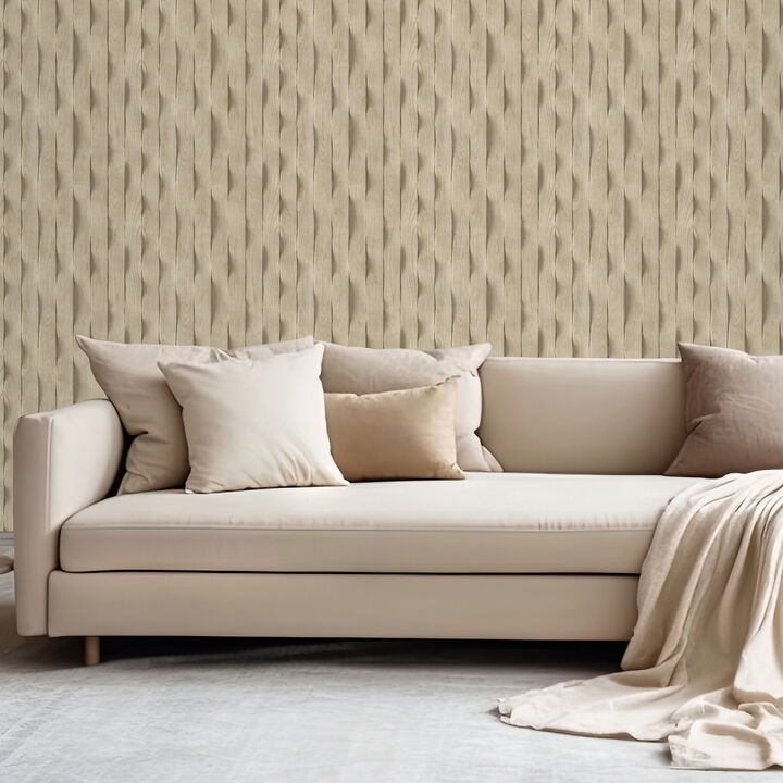 Wavy Wood Slats Wallpaper