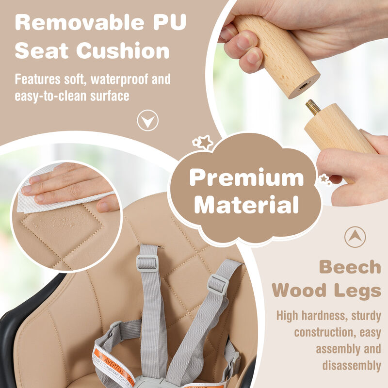 6-In 1-Baby High Chair with Removable Tray and Safety Harness image number 7