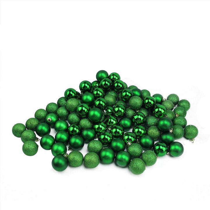 96ct Xmas Green Shatterproof 4-Finish Christmas Ball Ornaments 1.5" (40mm)