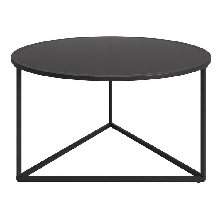 Hudson&Canal Jenson 33'' Wide Round Coffee Table with Metal Top in Blackened Bronze