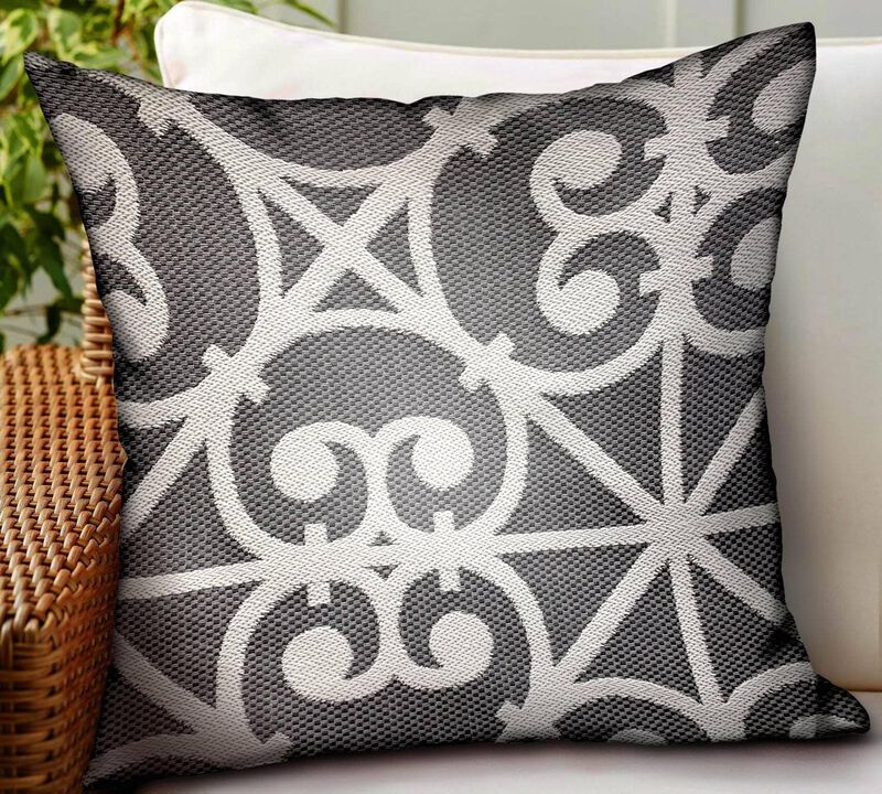 Plutus Brands Abalone Truffle Gray Chevron Luxury Outdoor/Indoor Throw Pillow 16Lx16Dx3H image number 1