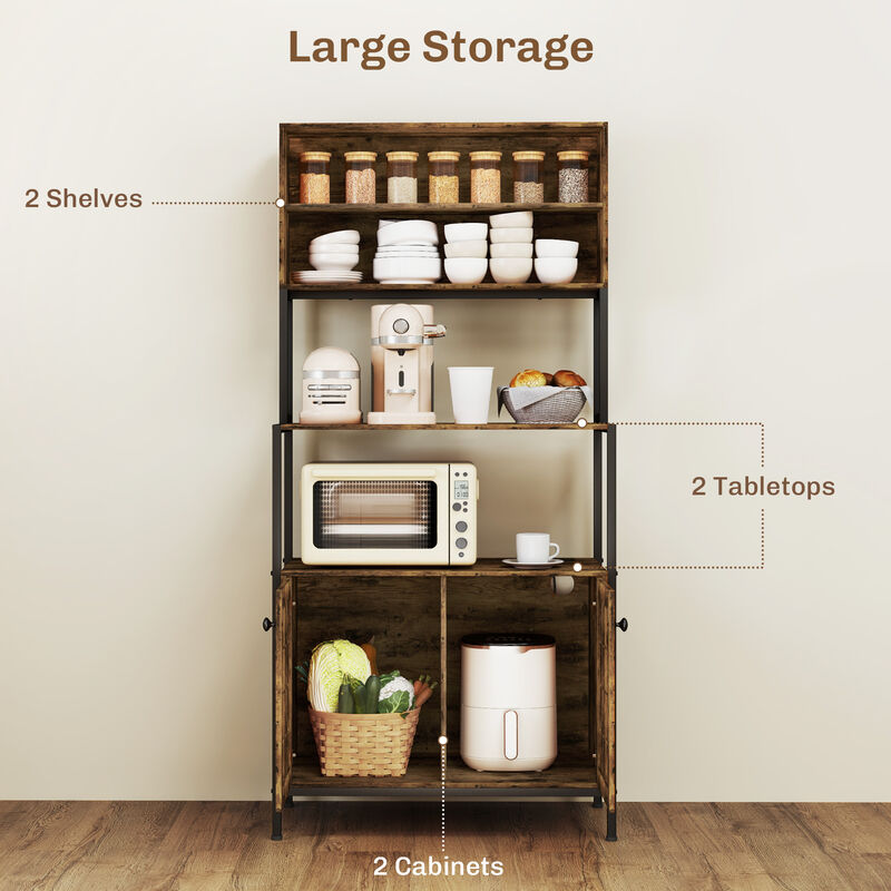 Hivvago Microwave Stand and Baker&rsquo;s Rack with Storage and Power image number 4