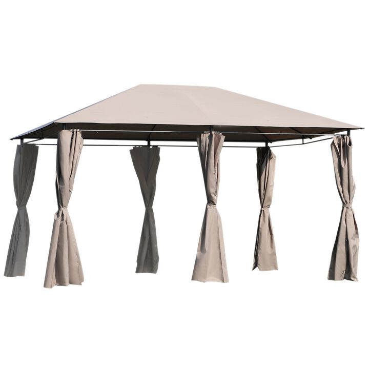 10' x 13' Outdoor Patio Gazebo Canopy Shelter with 6 Removable Sidewalls, & Steel Frame for Garden, Lawn, Backyard and Deck, Khaki