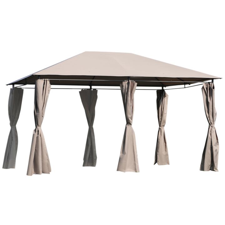 Khaki Outdoor Haven: 10'x13' Gazebo with 6 Removable Sidewalls