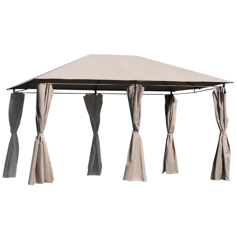 Khaki Outdoor Haven: 10'x13' Gazebo with 6 Removable Sidewalls