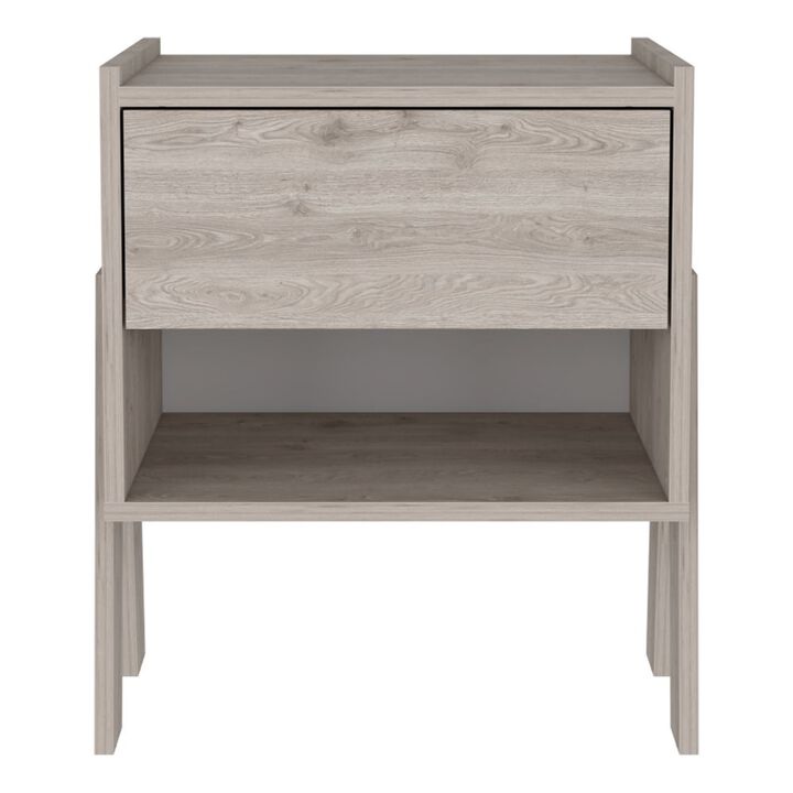 DEPOT E-SHOP Caladium Nightstand, One Drawer, One Open Shelf, Light Gray